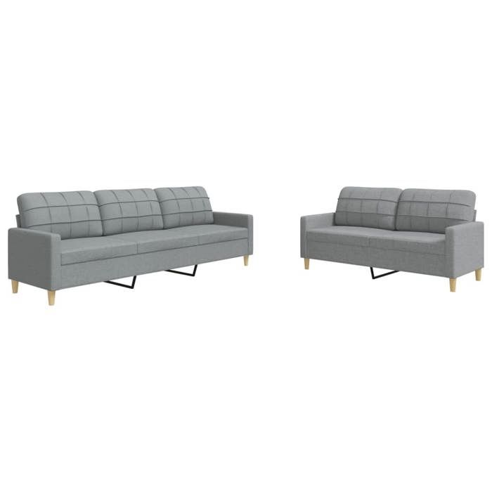 VidaXL Ensemble de canapés 2 pcs gris clair tissu, canapé, siège de canapé, canapé relax, canapé confort, fauteuil de 3278319