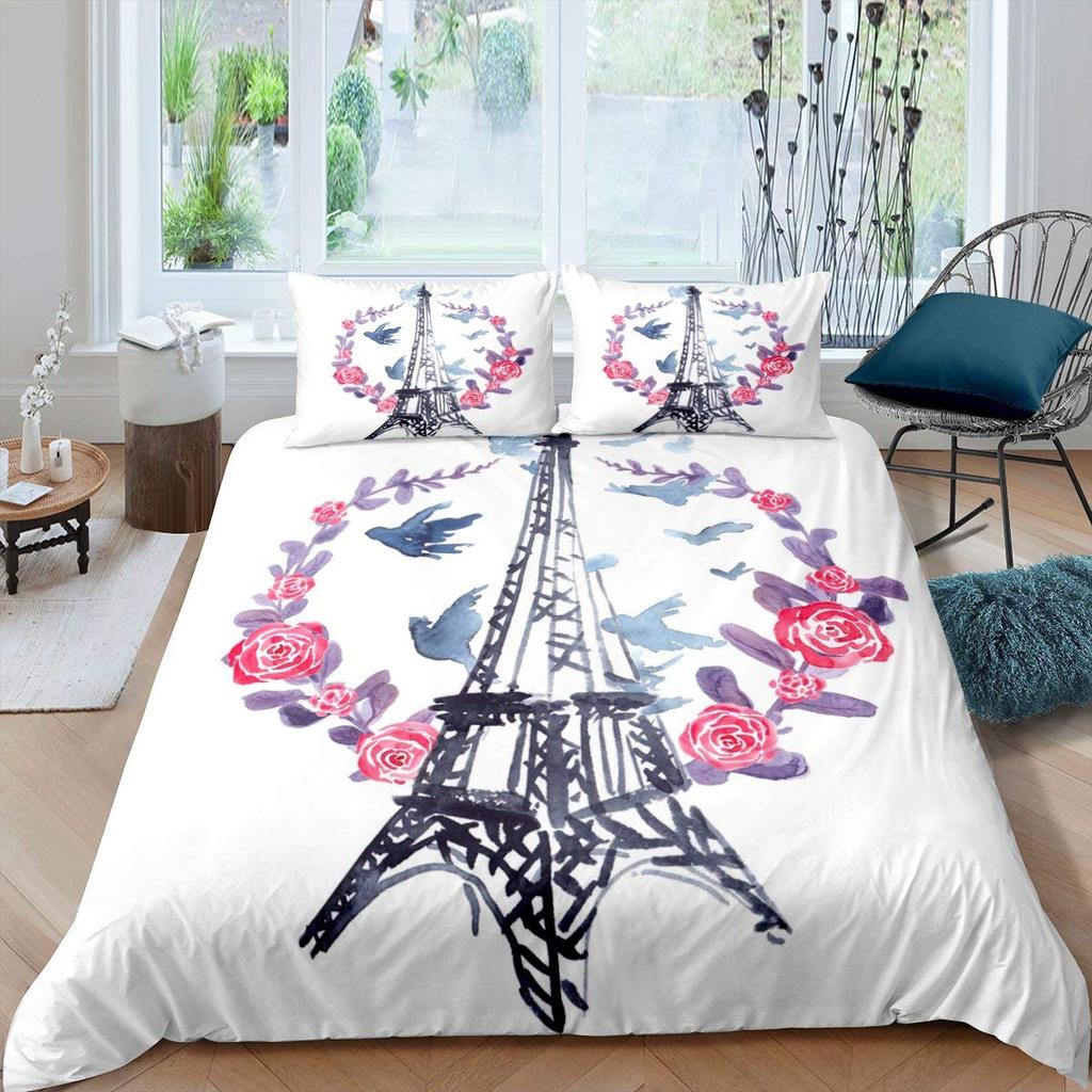 Pigeon Peace Duvet Cover Set Cute Bird Pattern King Queen Size Polyester Comforter Cover with Pillowcase for Teens Bedding Set
