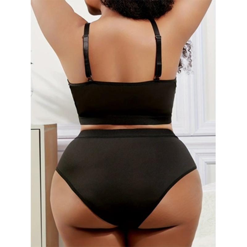 Black Thin Plus Size Sexy Lingerie Set Plus Size Bra Big Chest Small Gathered Lingerie Bra Set