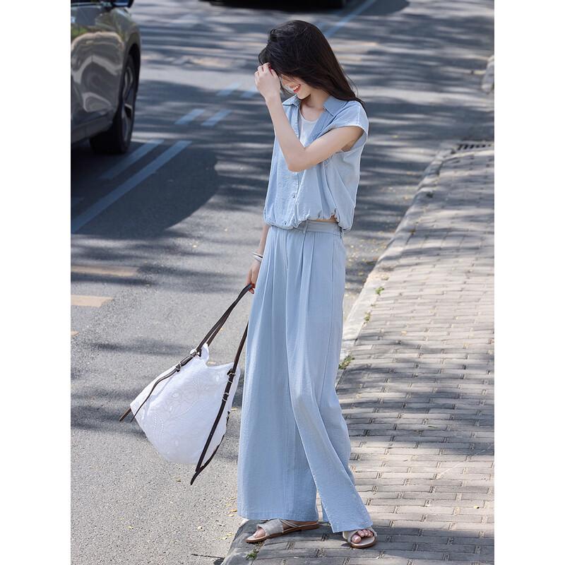 Women's Faux Two-Piece Sleeveless Top & Wide-Leg Pants Set