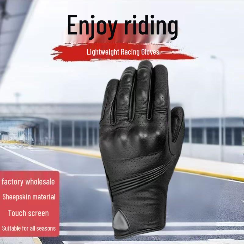 Breathable Leather Motorcycle Racing Gloves: Anti-Fall Protective, Touchscreen, Off-Road