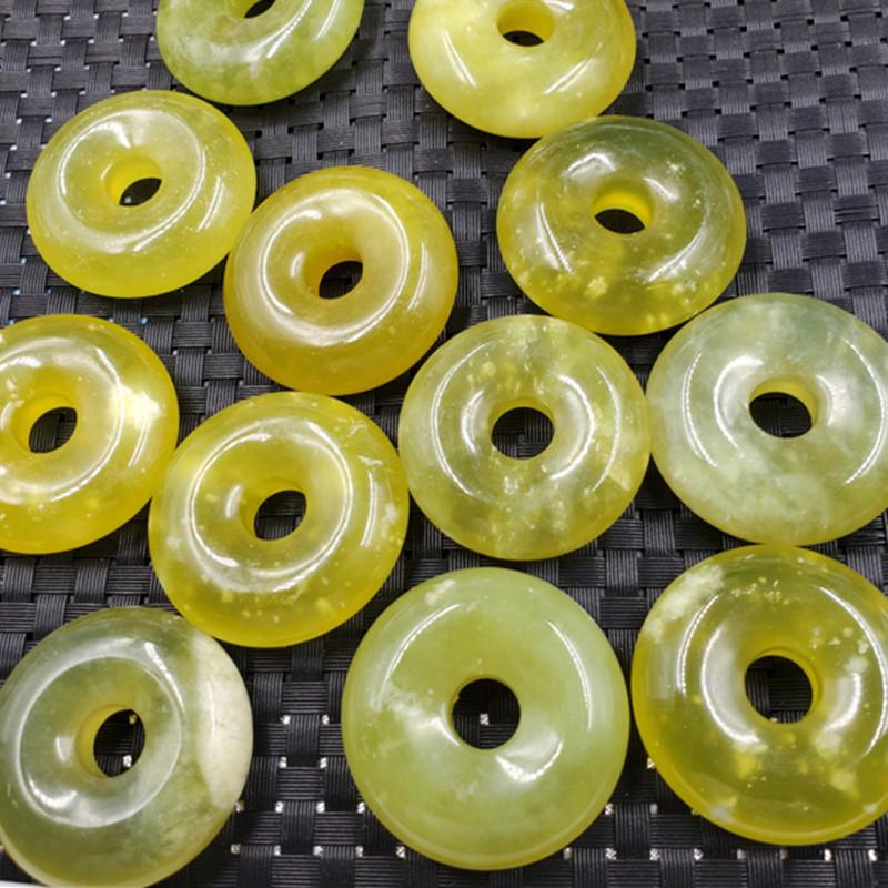 Large Yellow Xiuyu Jade Buckle Pendant Necklace & Car Ornament Diameter 50-55 mm