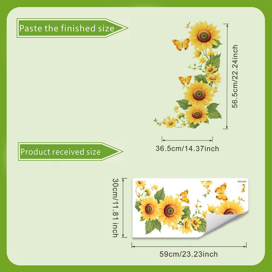 

Self Adhesive Yellow Sunflower Cluster Sticker for Home Appliance Easy Peel No Glue 30X60CM разноцветный
