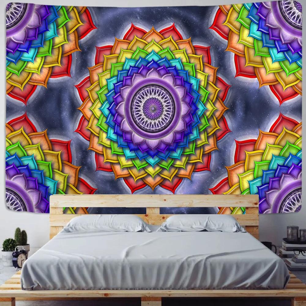 Colorful Wall Hanging Tapestries Mandala Tapestry Hippie Chakra Tapestry Boho Decor Wall Cloth Yoga Mats Bohemian Fabric