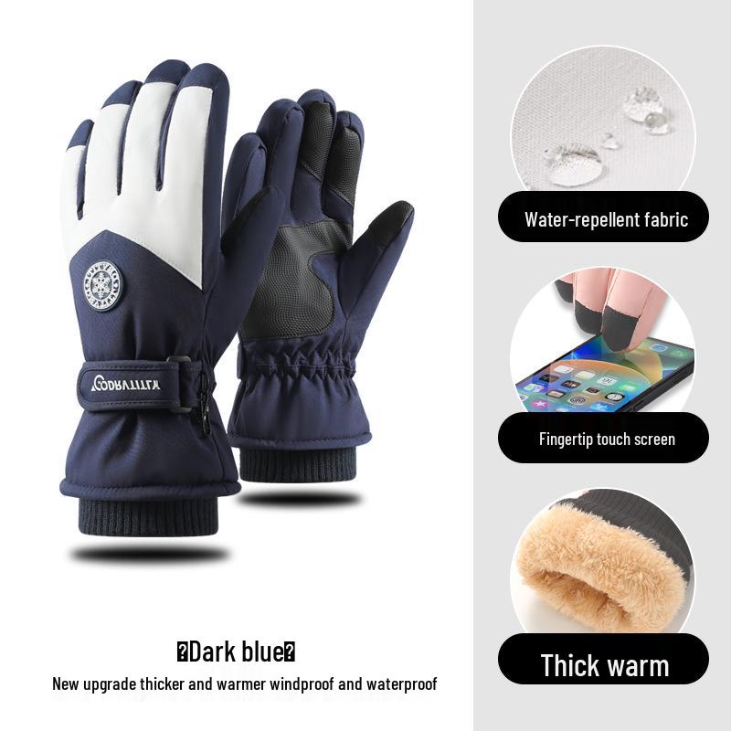 Women's Touchscreen Ski Gloves with Anti-Lost Buckle, Cold-Proof, Fleece-Lined, and Warm for Winter Sports and Cycling