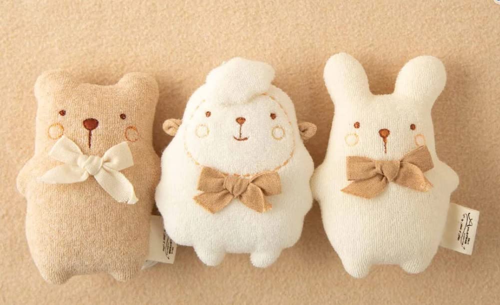 

My little tailorOrganic Made in Japan First Toy [Plush Toy Squeeze Toy with Bell, Animal Village (Ribbon) Bear, Rabbit, Sheep Size: 11-12cm] 100%
