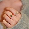 Hot Sale Hetian jade, southern red agate, pearl ring, beaded woven finger ring DIY Women's simple and fresh accessories