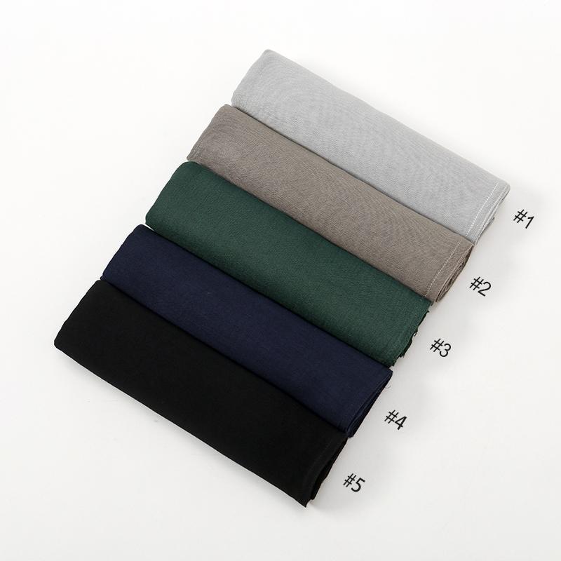 170*70cm Soft Cotton Modal Headscarf Muslim Rayon Hijabs for Women Solid Double Stitching Wide Edge Thin Plain Viscose Shawls