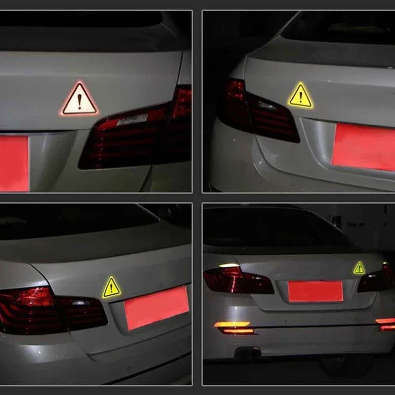 1PC Triangle Exclamation Mark Reflective Warning Sign Car Sticker Night Driving Safety Reflective Sticker for Car Anti-Collision