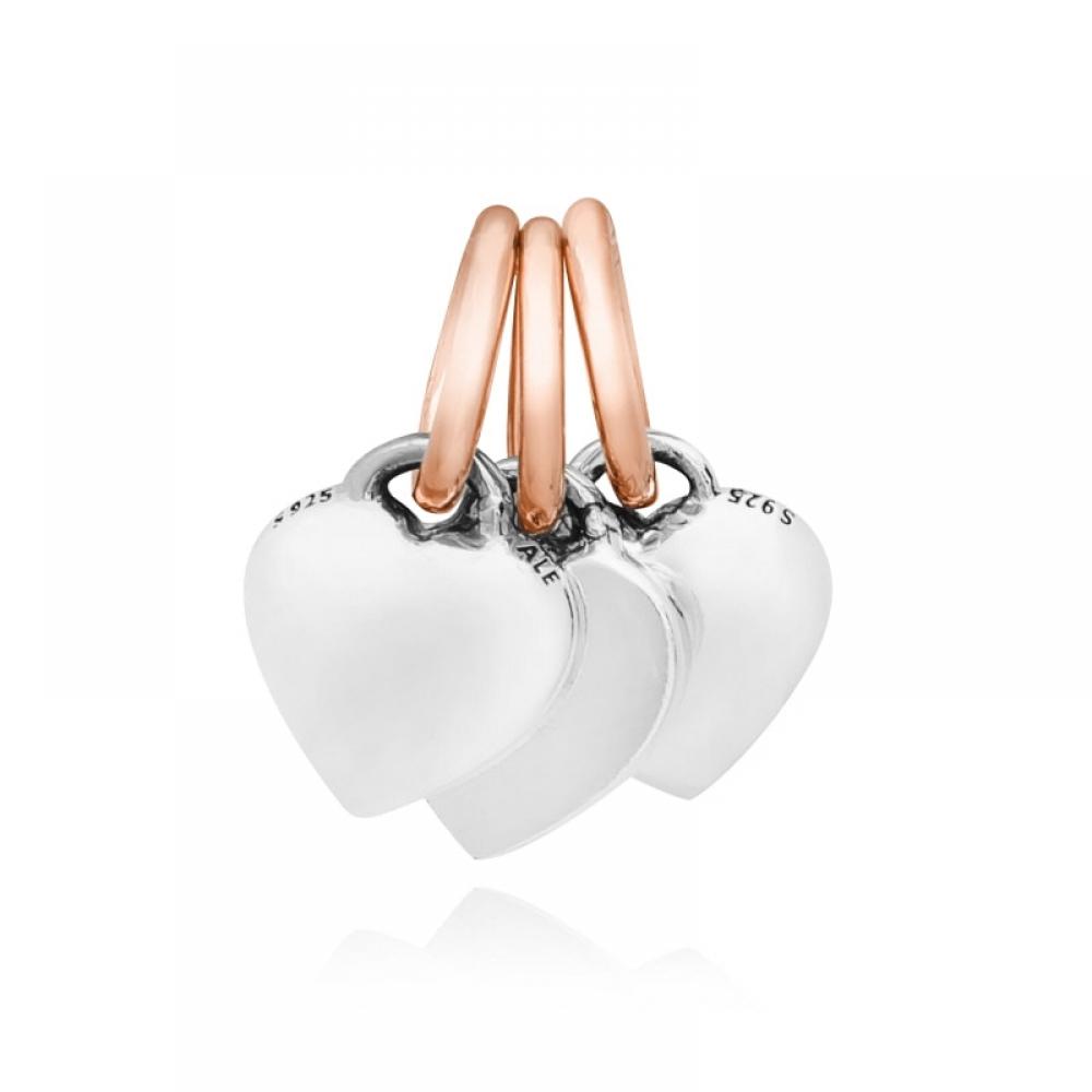 PAndora 782648c00 Spiritual Family Generation Of Triple Heart Pendant And Dangle Charm