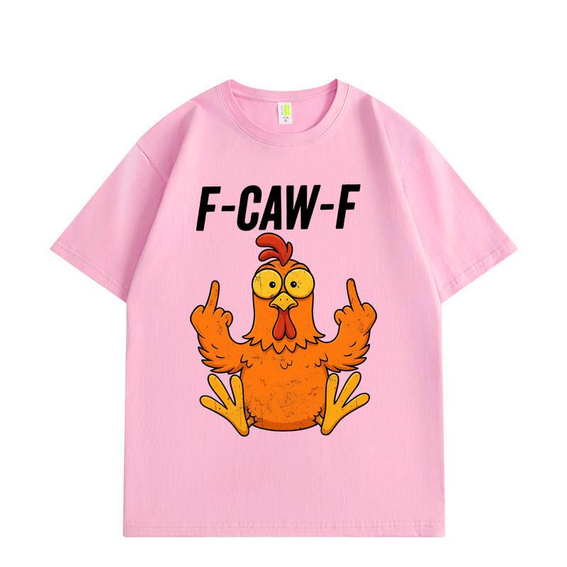 F-Caw-F Chicken Funny Meme Graphic T Shirts Men Women Cartoon Fashion Short Sleeve T-shirt Summer Comfort Cotton T-shirts