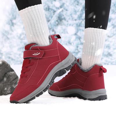 Women Snow Boots Waterproof  Warm Plush Lining Anti-Slip Sole Low Heel Ankle High Stylish Two-Tone Winter Essential Causal Shoes