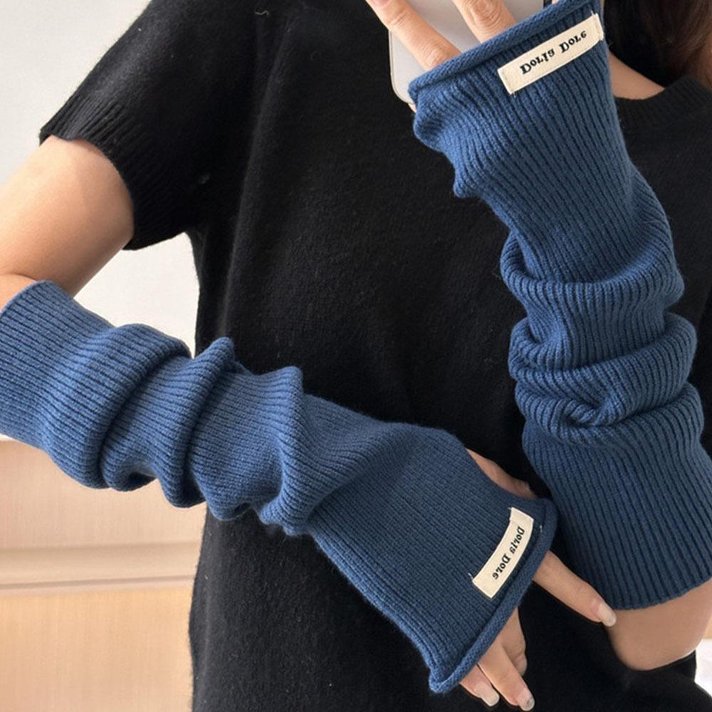 Soft Arm Warmer Mitten Casual Winter Knitted Arm Sleeve Long Fingerless Gloves for Women Girls