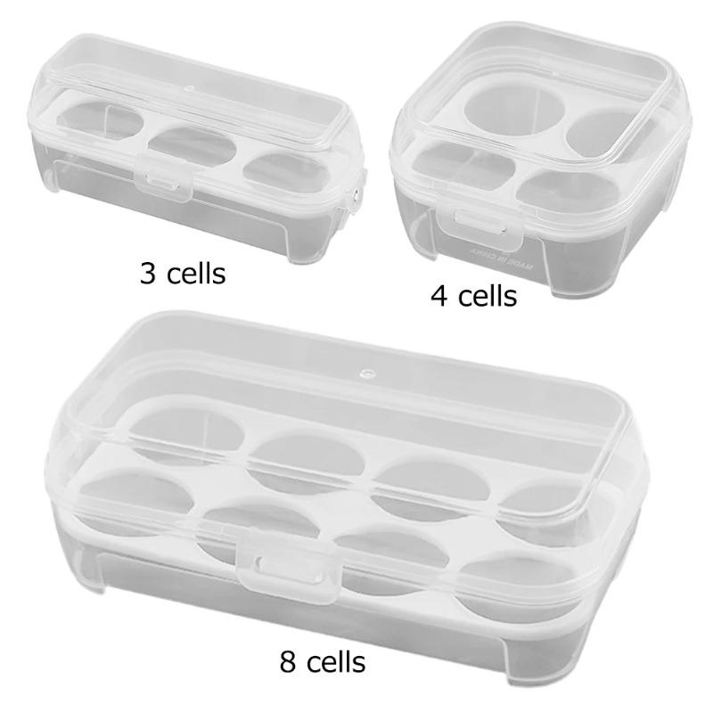 3/4/8 Grids Eggs Box Case Shockproof Egg Holder Kitchen Container Case Transparent Organizer for Outdoor Camping Picnic