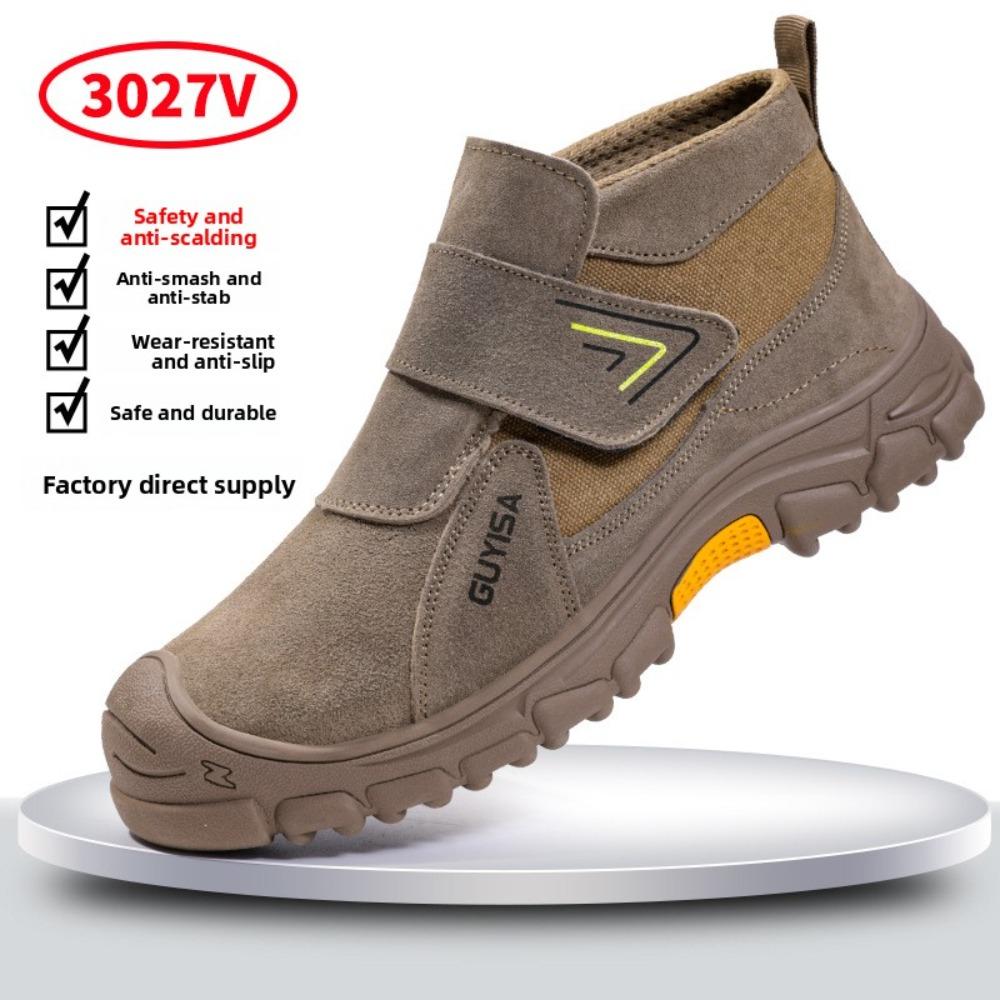 Men High Top Safety Shoes Anti Smash Anti Puncture Welder Shoes Slip On Work Boots Protective Footwear 48