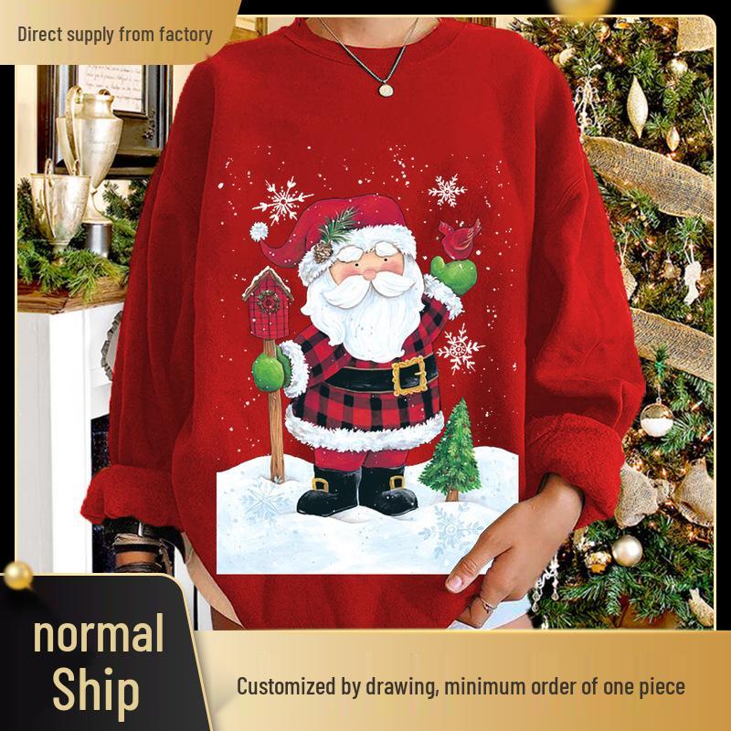 Women's Santa Claus Christmas Round Neck Sweatshirt