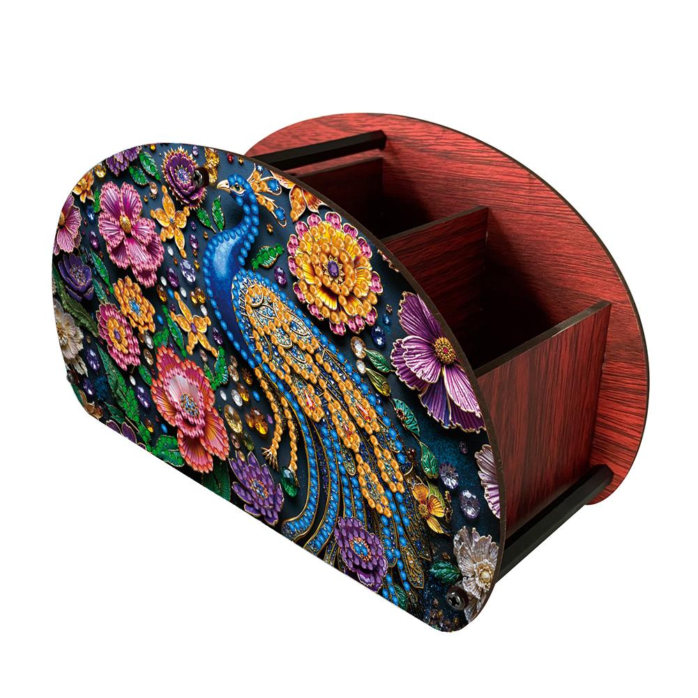 DIY Wooden Diamond Painting Storage Cosmetic Tool Holder Animal Pattern Diamond Painting Art Kit Organizer Box Desk Accessories