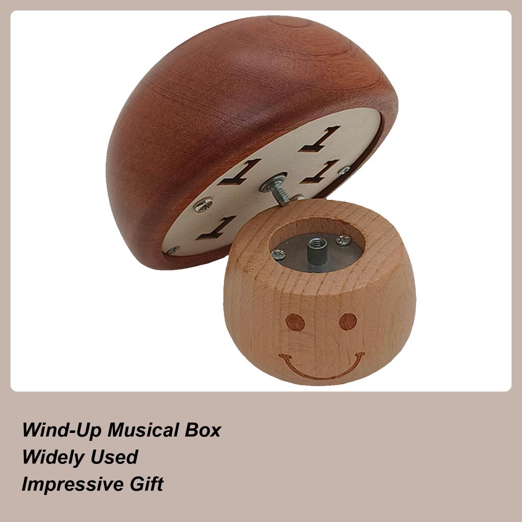 Music Box Mushroom Shape Model Wooden Music Box for Birthday Valentines Christmas Men Women Friends Desk Office Living Room