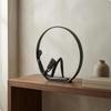 Reading Figure Sculpture Minimalist Metal Desk Ornament Modern Style Circular Hoop