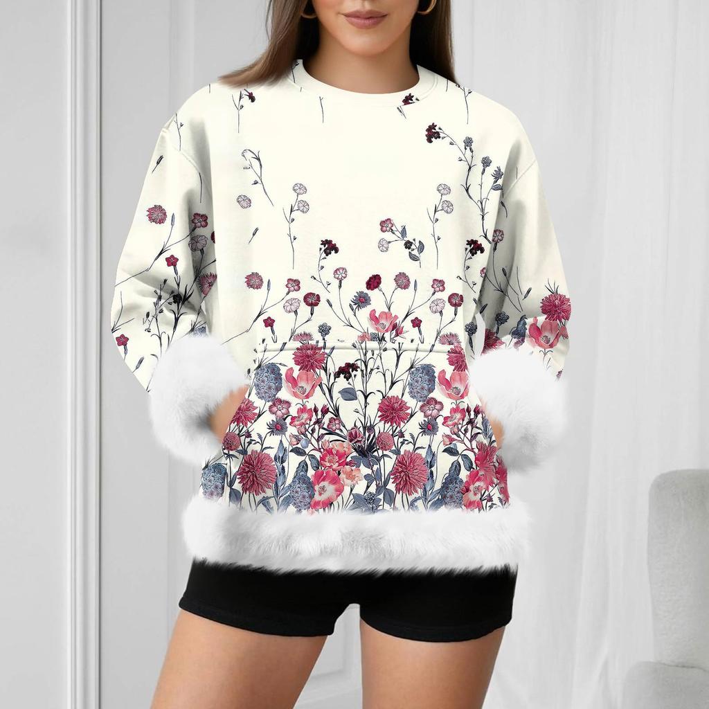 Women's Casual Fashion Retro Print Long-Sleeve Sweatshirt