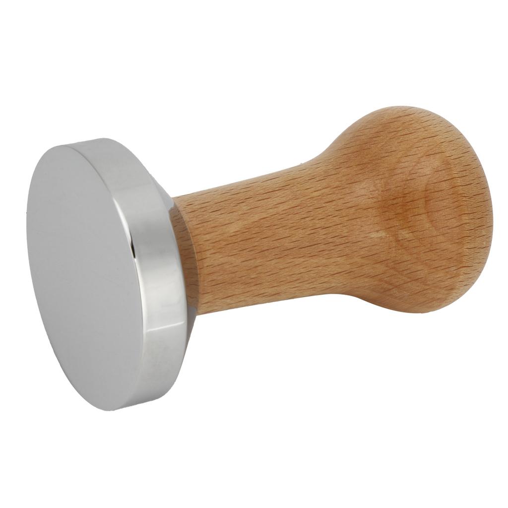 Professioneller Holz-Kaffee-Tamper Pulver-Presshammer Kaffeezubehör für Zuhause Büro 53mm Holzfarbe 53mm flache Basis
