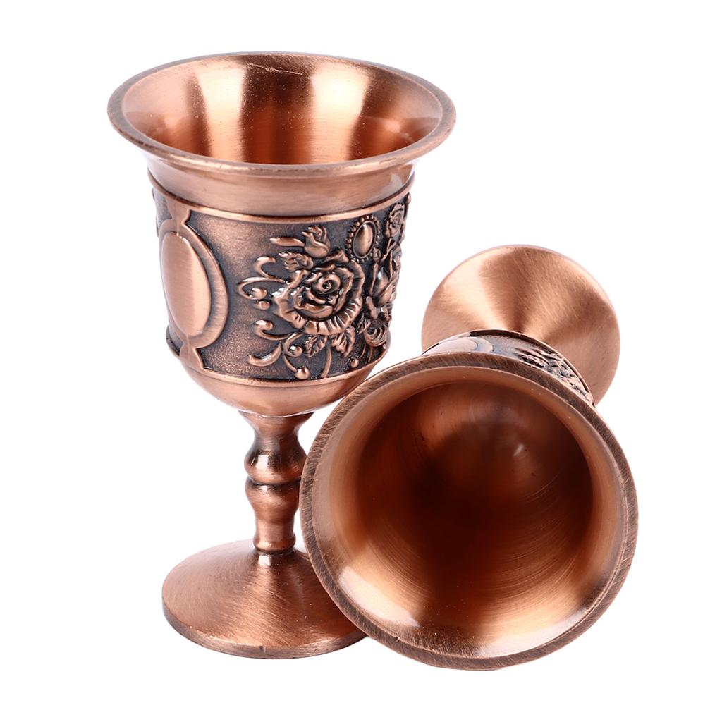 Pahar de vin metalic vintage, decorativ în relief, cupe metalice retro pentru barul de acasă, 2 buc, auriu roz