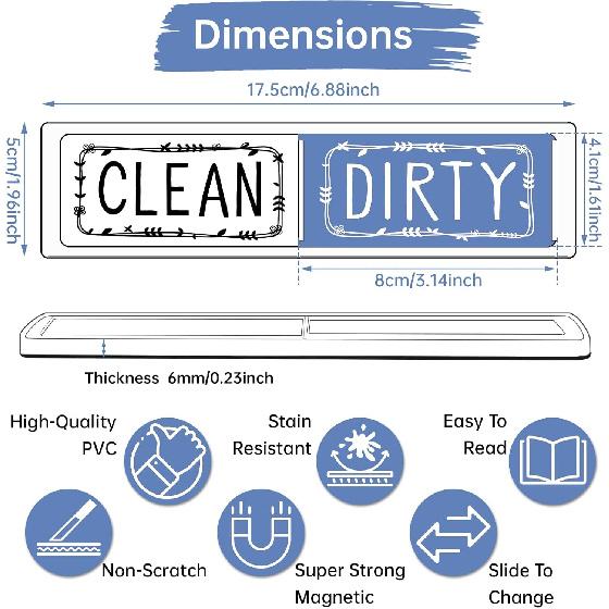 Dishwasher Magnet Clean Dirty Sign, Kitchen Decor and Accessories, Clean Dirty Magnet for Dishwasher, Washing Machine, Microwave Oven, Refrigerator