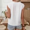 Europe Summer 2026 White V-Neck Puff Sleeve Lace Spliced Top for Women