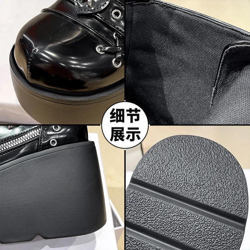 Novo estilo gótico plataforma vampiro cosplay mulheres botas de cano médio inverno cunhas confortáveis botas de motocicleta femininas sapatos