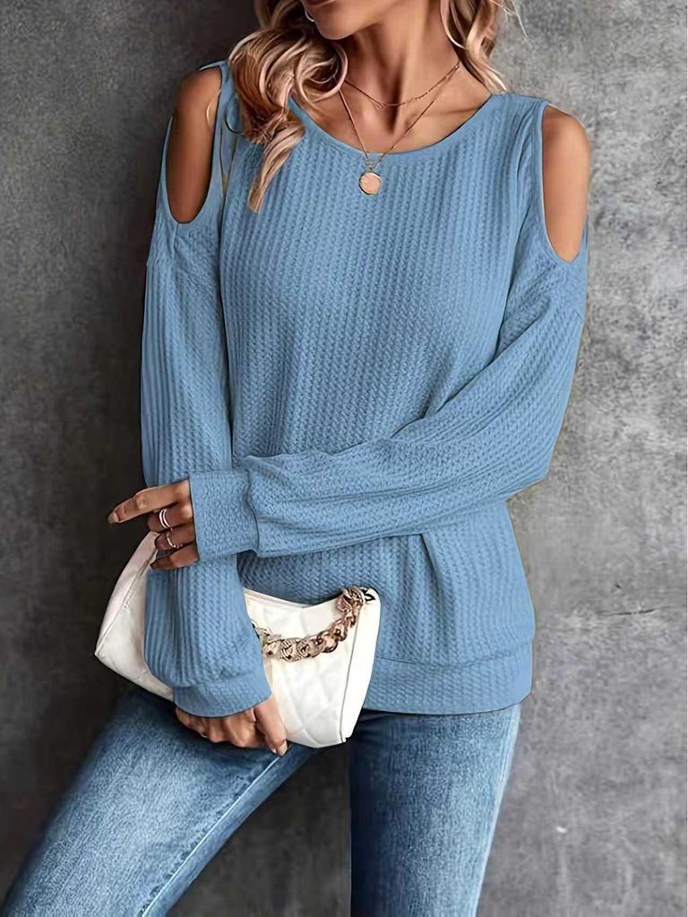 2025 Women's Autumn-Winter Off-the-Shoulder Back Button Long-Sleeve T-Shirt
