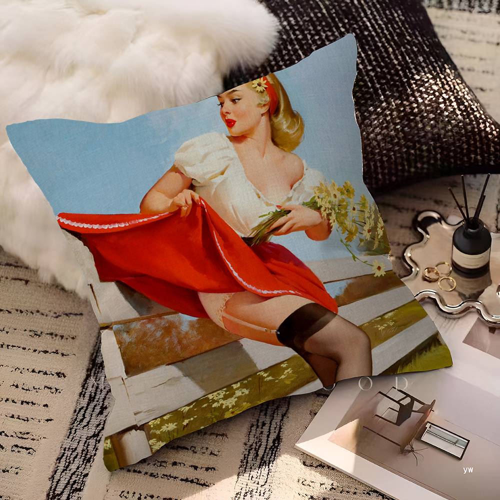 Pin Up Girl Cushion Cover Polyester Sofa Cushions Decorative Throw Pillows Home Decoration Pillowcover