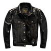 PU Leather Jacket Men's Knight Lapel Short Denim Leather Jacket
