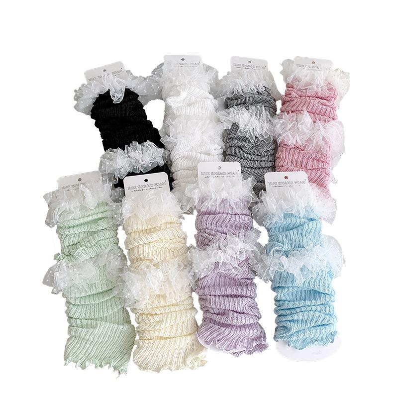 Lolita Girls Lace Ruffles Leg Warmers Women Long Socks Knitted Foot Cover Arm Warmer Y2K Spring Summer Boot Cuffs Stockings New