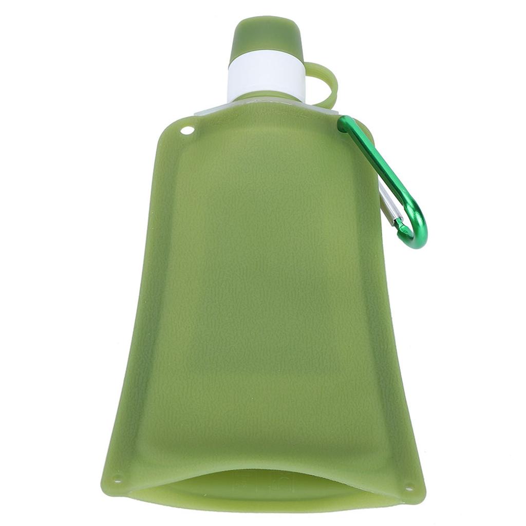 500ml Tragbare Faltbare Wasserflaschen Zusammenfaltbarer Silikon-Wasserbeutel für Outdoor-Reisen Camping Radfahren Grün
