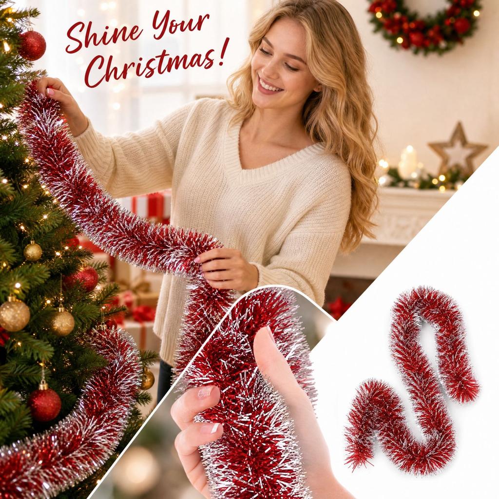 Christmas Streamer Garland Ribbon 2m Colorful Party Decoration for Holiday Home