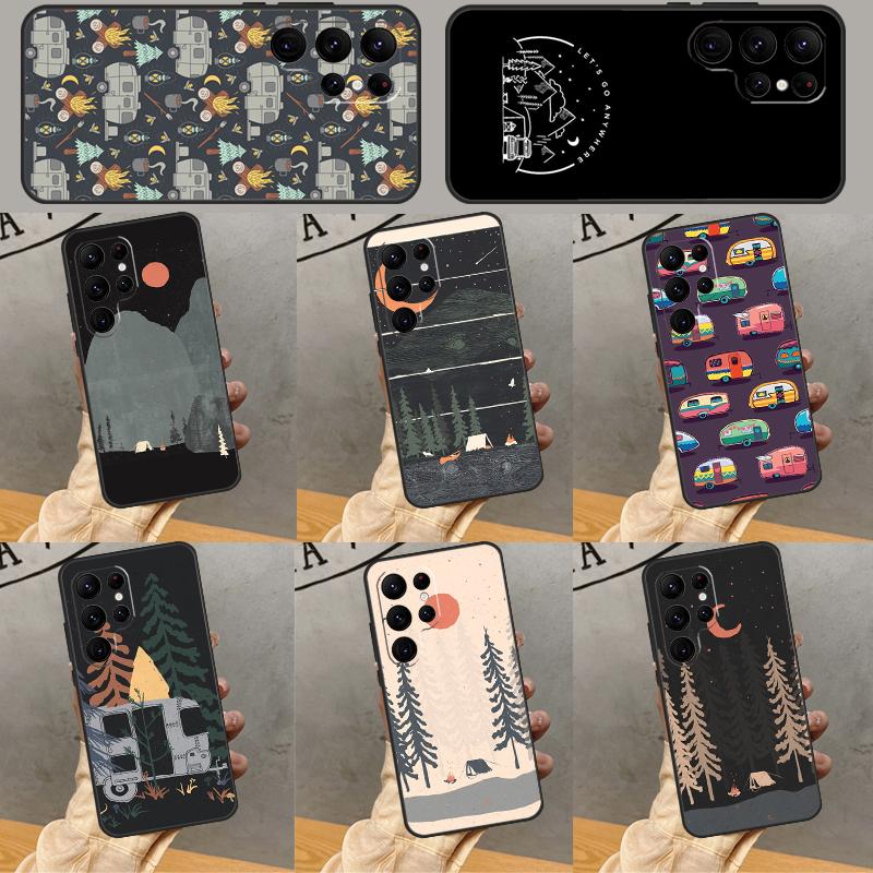 Camping Mountain Phone Case For Samsung Galaxy S25 Ultra S23 S22 S21 Ultra S9 S10 S20 Plus S24 FE Funda Cover