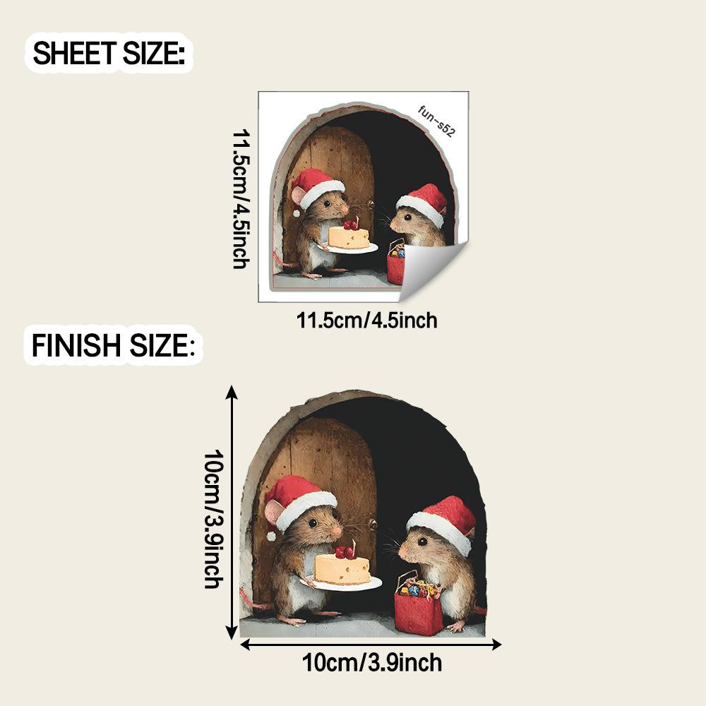 Cute Christmas Small Mouse Wall Stickers Xmas Home Ornaments Noel 2026 Merry Christmas Home Decoration Navidad New Year Decor