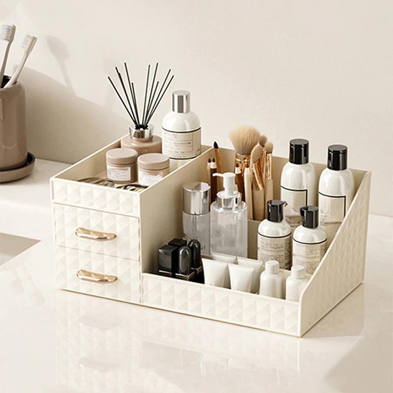 Makeup Organizer [Large Capacity] Cosmetic Organizer with Transparent Drawer - Multi-functional Lipstick & Cosmetic Organizer