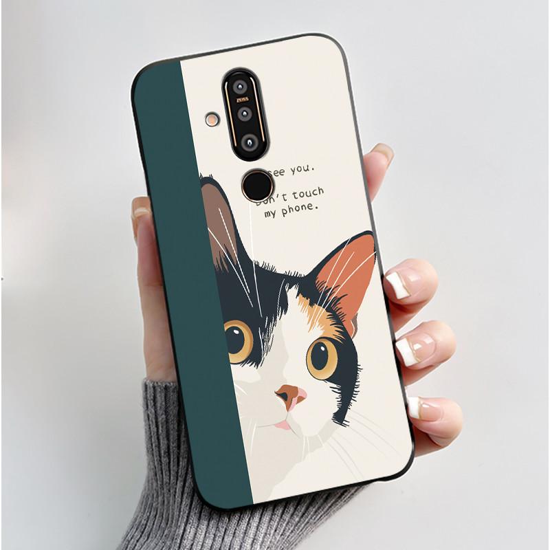 Case For Nokia 8.1 Plus/Nokia X71 Phone Casing Vast Grasslands With Beautiful WildFlowers Pattern Soft Black Anti-Scratch Case