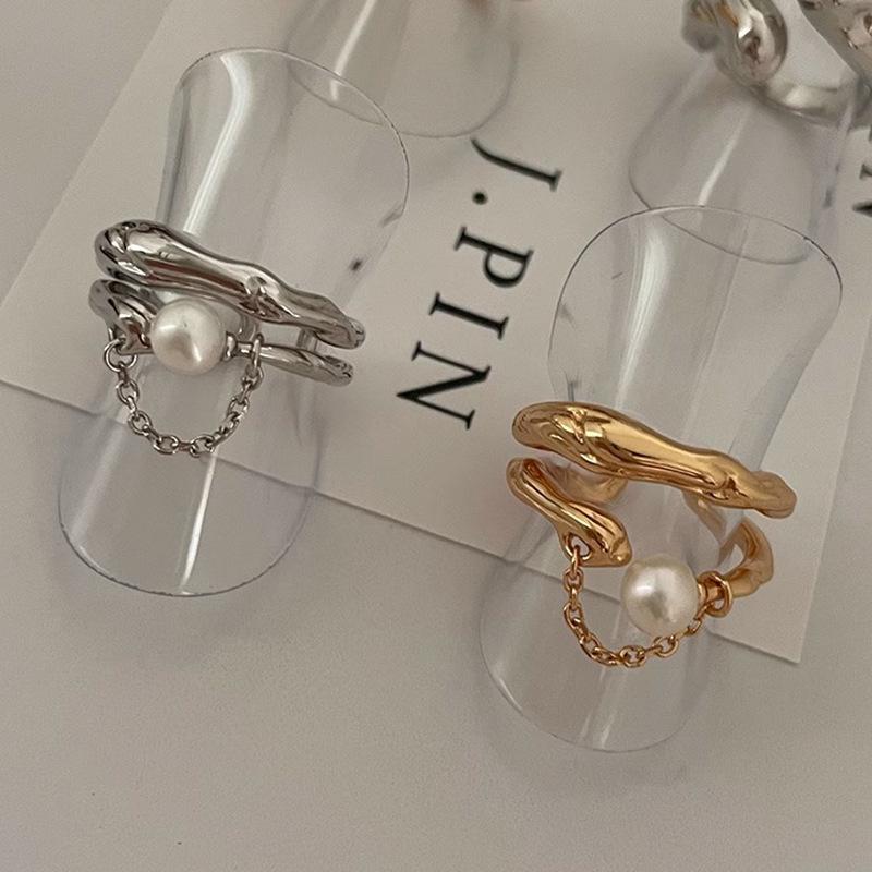 Adjustable Size Art Deco Geometric Ring Niche Design Sense Tassel Irregular Ring Ins Simple Fashion Personality Senior Sense Index Finger Ring