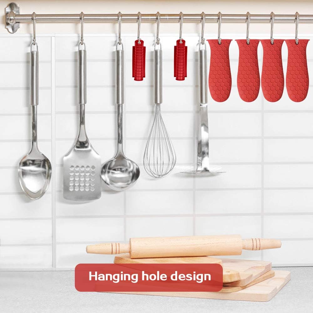 8 Pack Cast Iron Handle Cover, Silicone Hot Handle Holder, Assist Handle Holder, Non-Slip Pot Holder Sleeve, Pot Handle Covers Heat Resistant