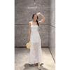 Seaside Vacation Green Suspender Dress Children's Summer Casual Women's New Beautiful Temperament Waist Sleeveless Long Dress