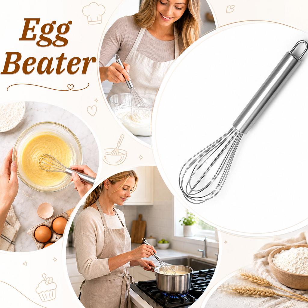 Stainless Steel Manual Whisk Handheld Egg Beater Kitchen Mixing Tool Durable Wire Whisk for Beating Eggs and Blending Ingredients