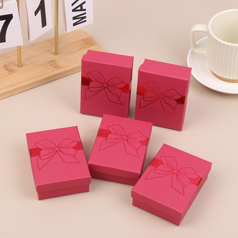 5Pcs Bow Jewelry Box Ring Earrings Bracelets Necklace Organizer Paper Jewelry Gift Packaging Box Wedding Proposal Supplies