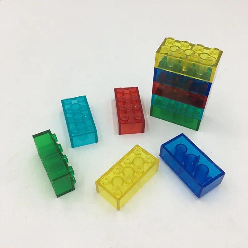 10 pz 2x4 Punti Particella Piccola Trasparente Chiaro Mattoncino Parti Blocchi da Costruzione Giocattoli per Bambini Fai da Te Casa Cascata Compatibile 3001