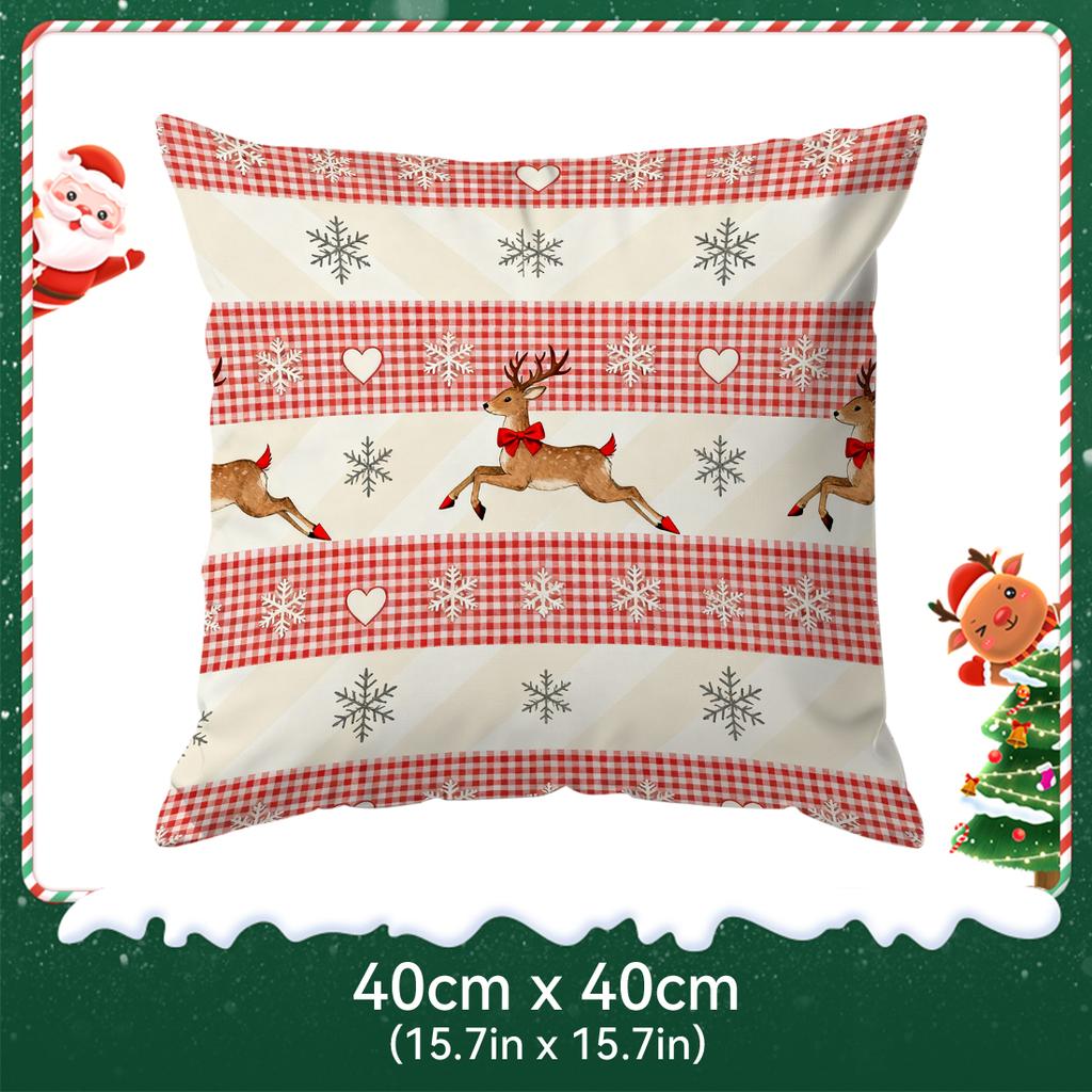 Plaid Christmas Deer Pillowcase Printed Polyester 40/45/50Cm Throw Pillowcover Decorative Sofa Cushion Pillowslip Home Decor