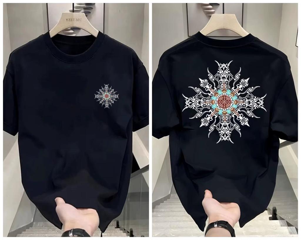 Summer Pure Cotton CoolTrendy TShirt American Style Printed Casual ShortSleeved Round Oversized T Shirt Kpop Yk Top