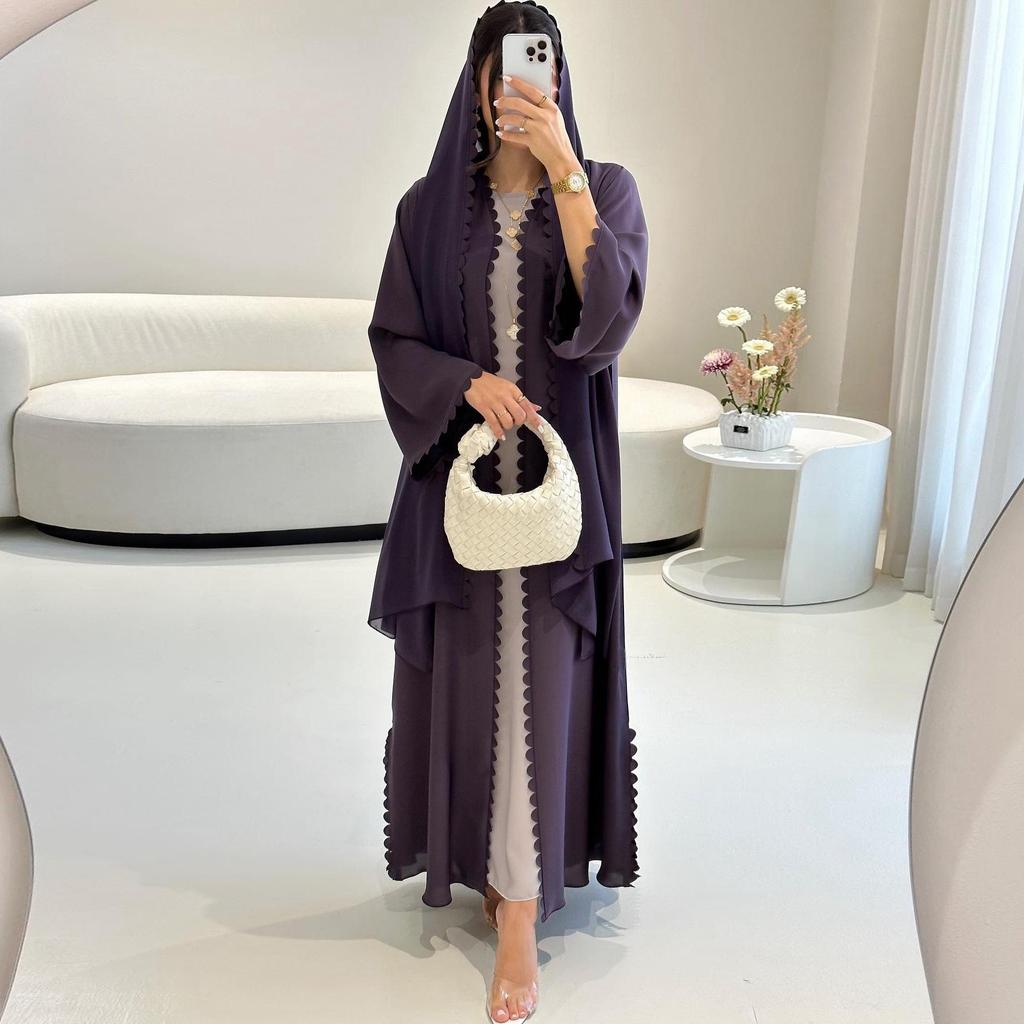 Elegantes zweiteiliges Set aus Cardigan und Hijab - 2025 TikTok Mode, Dubai & Türkei Edition