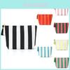 Vintage-Kosmetiktasche aus gestreiftem Samt mit Reißverschluss für Reisen und den täglichen Gebrauch