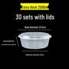 MOLUONA 2500ml Runde Einweg-Lebensmittelbehälter mit gewölbten Deckeln, 30er-Pack